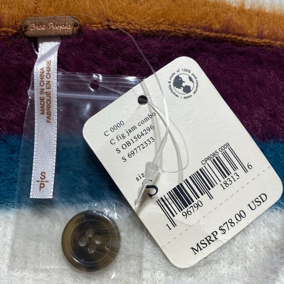 NWT Free People Ciara Sweater Mini Buttoned Striped Fig Jam Skirt Size Small - Picture 11 of 11